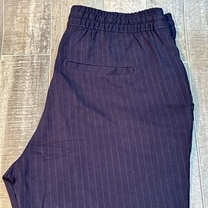 H&M Women's Pinstripe Drawstring Pants Size 10 Navy‎ Blue NWT Casual Trousers